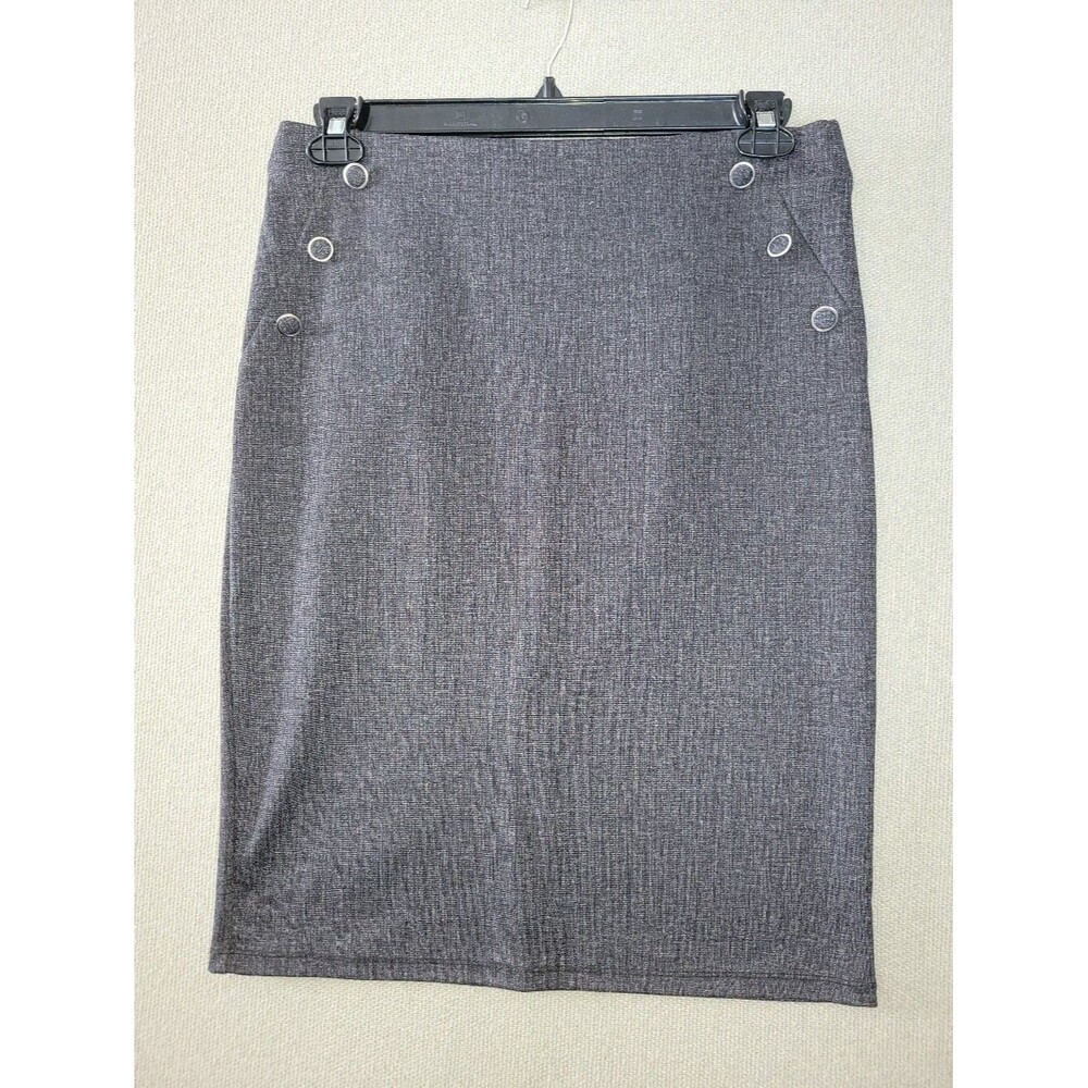 Retrology Size Medium faux Button Detail Gray Pencil Skirt
